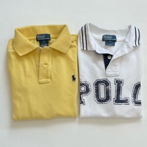 2 Polo by Ralph Lauren Little Boys Yellow & White Short Sleeve Polo Shirts SZ 7